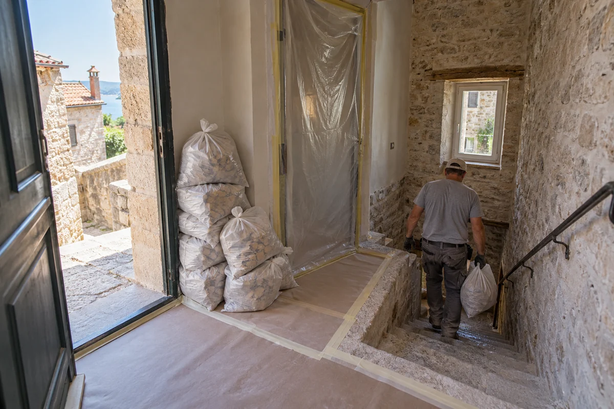 Zaštita prolaza i iznošenje šuta kroz stubište