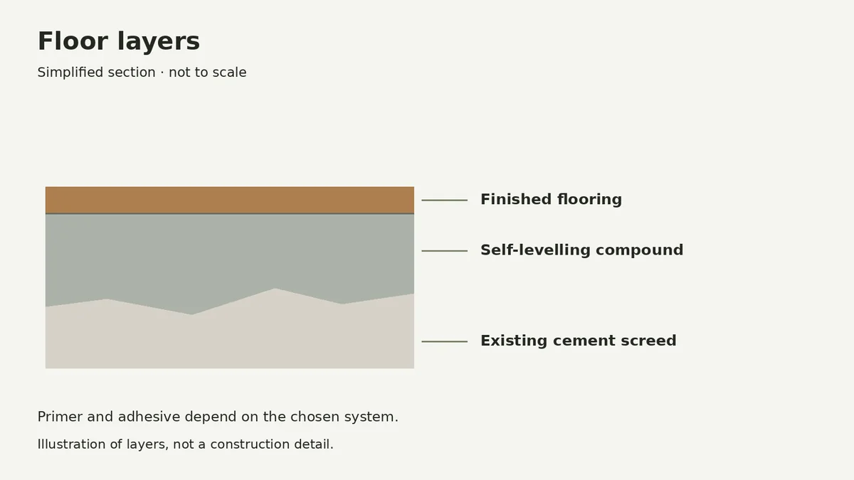 Floor layers with a self-levelling compound